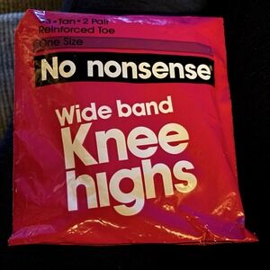 No Nonsense 2-Pair Pack Nylon Knee Highs Reinforced Toe Tan Comfort Top ONE SIZE